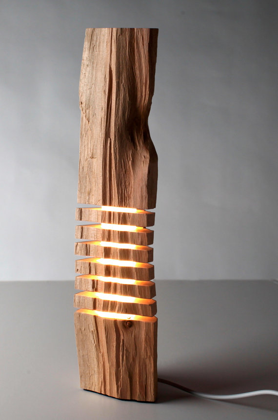 Minimalist light sculpture in wood.